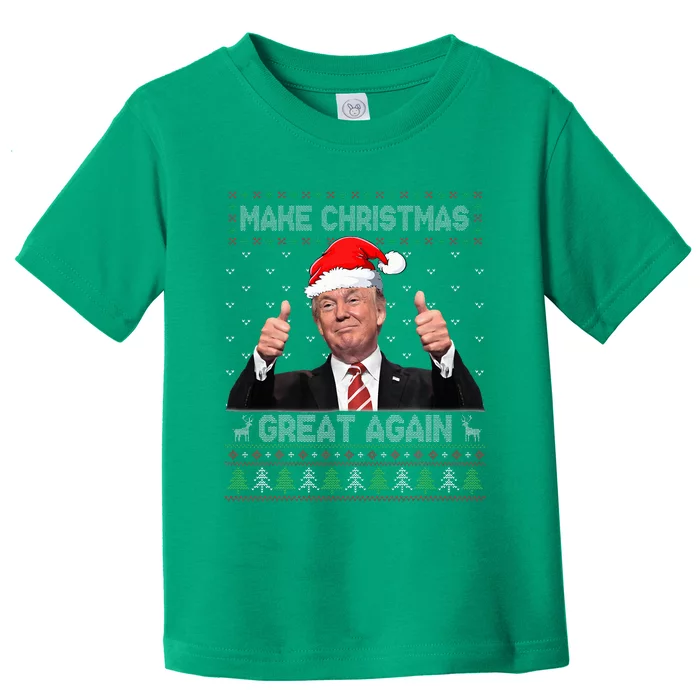 Funny Trump Make Christmas Great Again Ugly Sweater Xmas Toddler T-Shirt