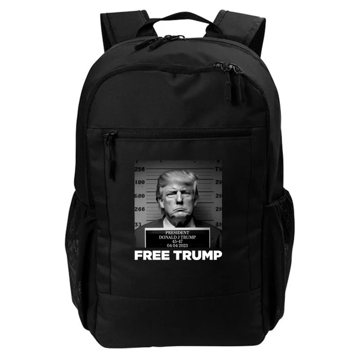 Free Trump Mug Shot Trump Not Guilty MugShot Daily Commute Backpack