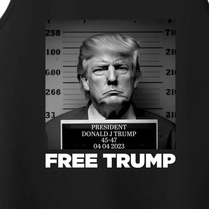 Free Trump Mug Shot Trump Not Guilty MugShot Performance Tank