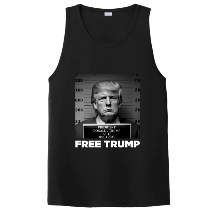 Free Trump Mug Shot Trump Not Guilty MugShot Performance Tank