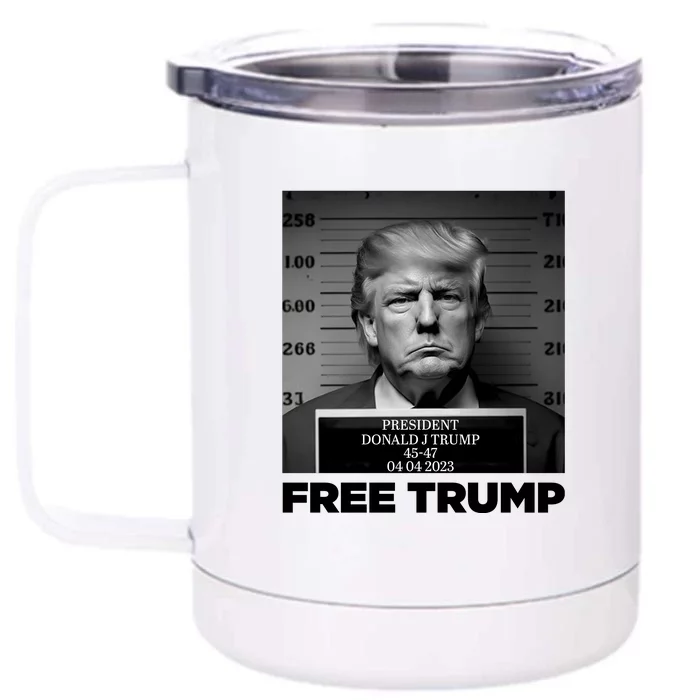 Free Trump Mug Shot Trump Not Guilty MugShot Front & Back 12oz Stainless Steel Tumbler Cup