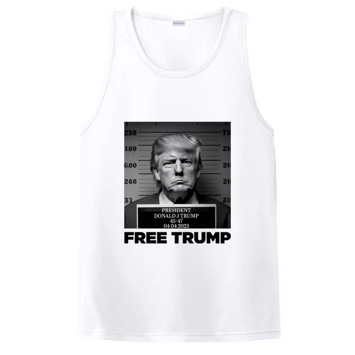 Free Trump Mug Shot Trump Not Guilty MugShot Performance Tank