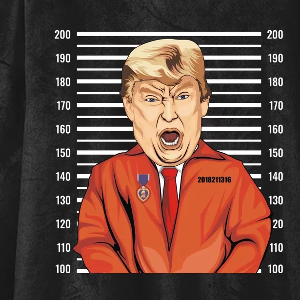 Funny Trump Mugshot Hooded Wearable Blanket