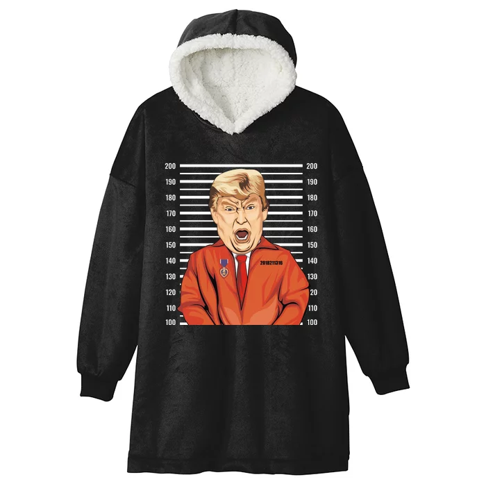 Funny Trump Mugshot Hooded Wearable Blanket