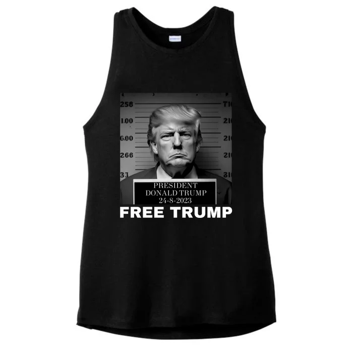 Free Donald Trump Mugshot Ladies Tri-Blend Wicking Tank