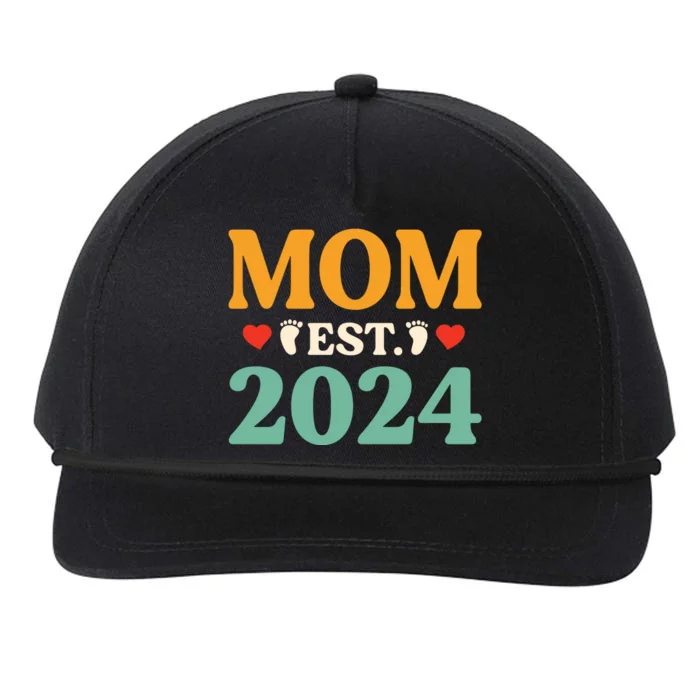 First Time Mom Est 2024 Promoted To Mommy 2024 Gifts Snapback Five-Panel Rope Hat