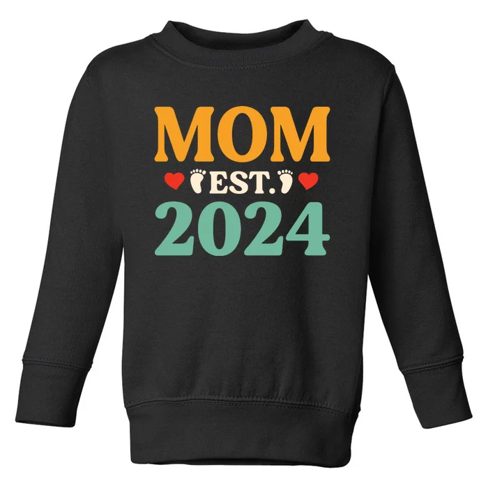 First Time Mom Est 2024 Promoted To Mommy 2024 Gifts Toddler Sweatshirt