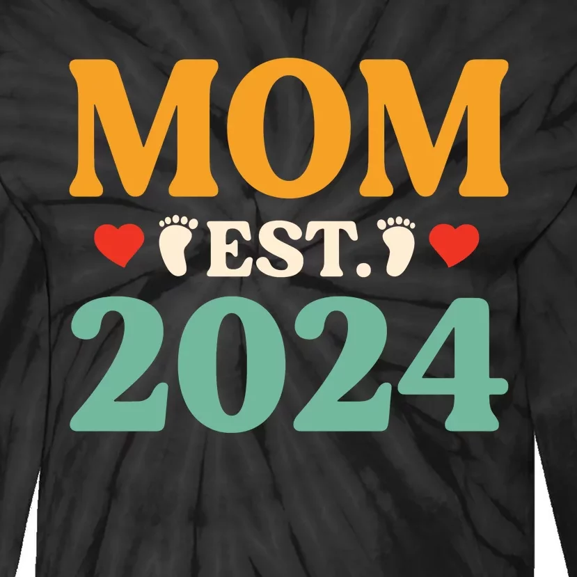 First Time Mom Est 2024 Promoted To Mommy 2024 Gifts Tie-Dye Long Sleeve Shirt