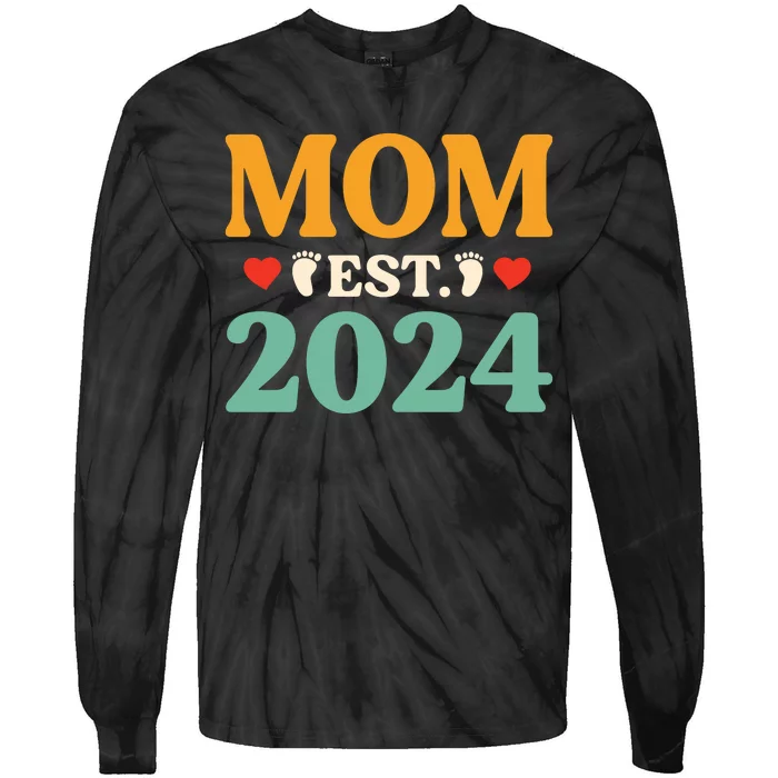 First Time Mom Est 2024 Promoted To Mommy 2024 Gifts Tie-Dye Long Sleeve Shirt