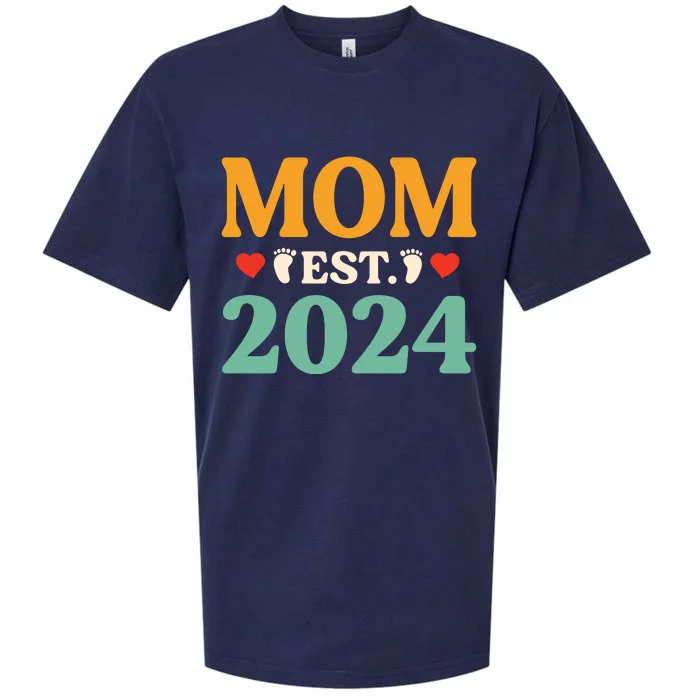 First Time Mom Est 2024 Promoted To Mommy 2024 Gifts Sueded Cloud Jersey T-Shirt