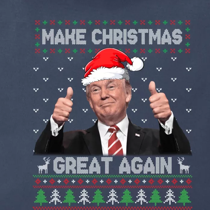 Funny Trump Make Christmas Great Again Ugly Sweater Xmas Zip Tote Bag