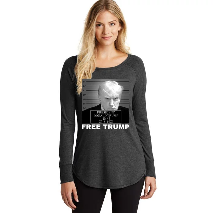 Free Donald Trump Mugshot Women's Perfect Tri Tunic Long Sleeve Shirt