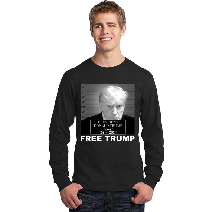 Free Donald Trump Mugshot Tall Long Sleeve T-Shirt