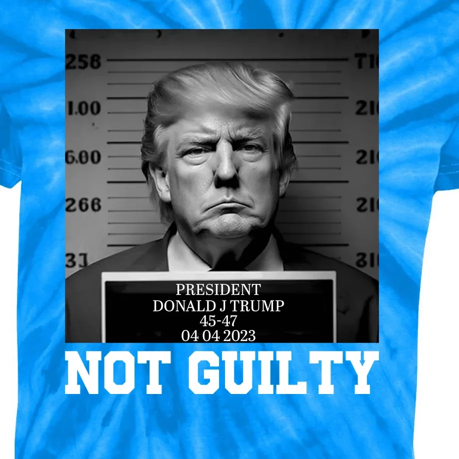 Funny Trump Mug Shot Trump Not Guilty MugShot Kids Tie-Dye T-Shirt