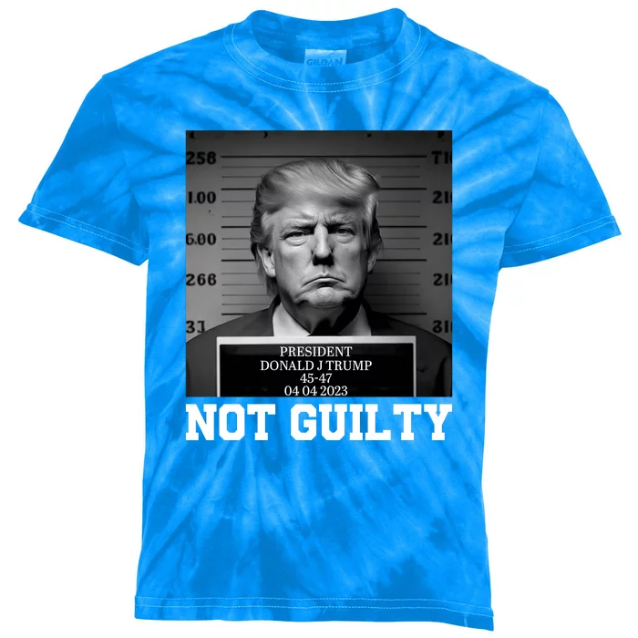 Funny Trump Mug Shot Trump Not Guilty MugShot Kids Tie-Dye T-Shirt