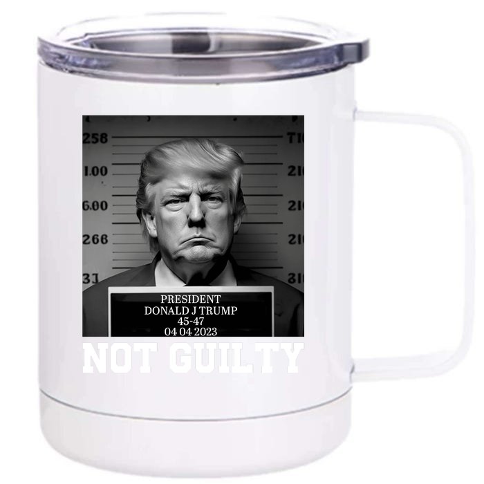 Funny Trump Mug Shot Trump Not Guilty MugShot Front & Back 12oz Stainless Steel Tumbler Cup