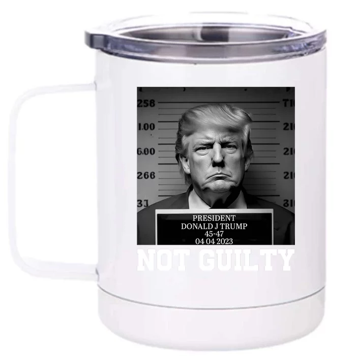 Funny Trump Mug Shot Trump Not Guilty MugShot Front & Back 12oz Stainless Steel Tumbler Cup