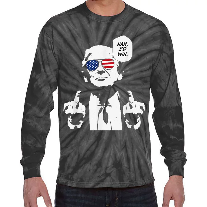 Funny Trump Meme Nah ID Win Reference Tie-Dye Long Sleeve Shirt