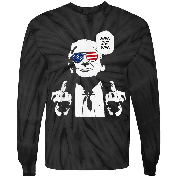 Funny Trump Meme Nah ID Win Reference Tie-Dye Long Sleeve Shirt