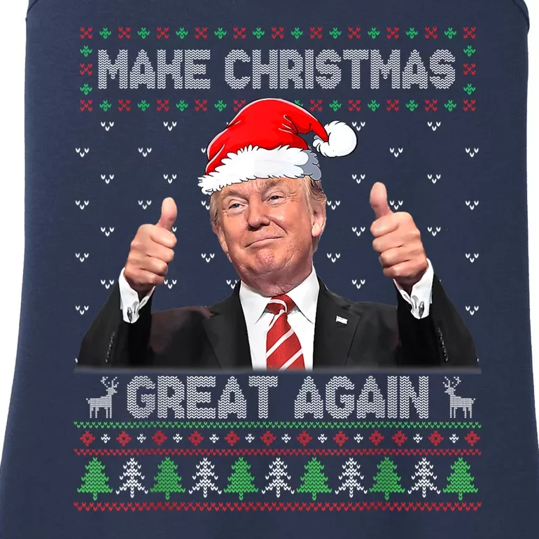 Funny Trump Make Christmas Great Again Ugly Sweater Xmas Ladies Essential Tank