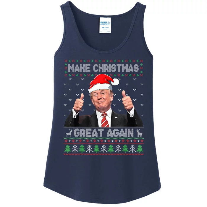 Funny Trump Make Christmas Great Again Ugly Sweater Xmas Ladies Essential Tank