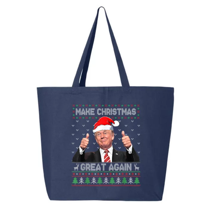 Funny Trump Make Christmas Great Again Ugly Sweater Xmas 25L Jumbo Tote