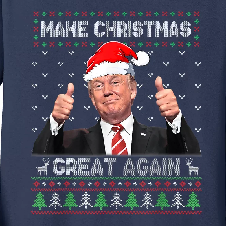 Funny Trump Make Christmas Great Again Ugly Sweater Xmas Kids Long Sleeve Shirt