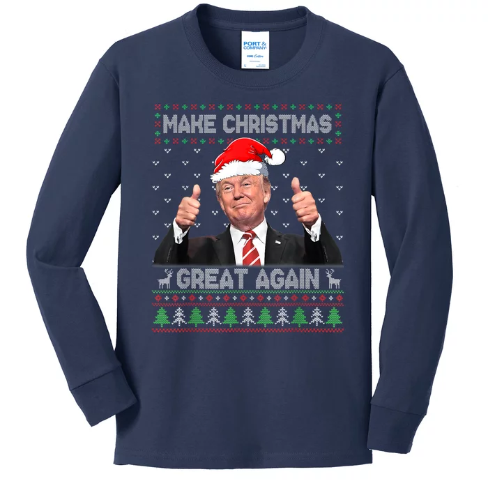 Funny Trump Make Christmas Great Again Ugly Sweater Xmas Kids Long Sleeve Shirt