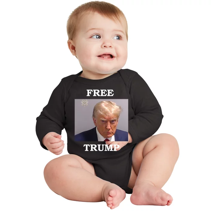 Free Trump Mugshot Design Baby Long Sleeve Bodysuit