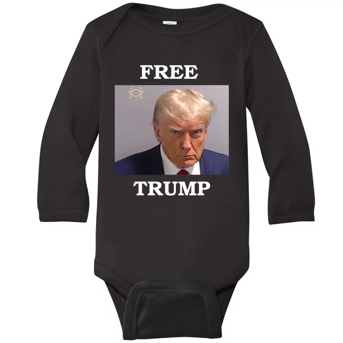 Free Trump Mugshot Design Baby Long Sleeve Bodysuit