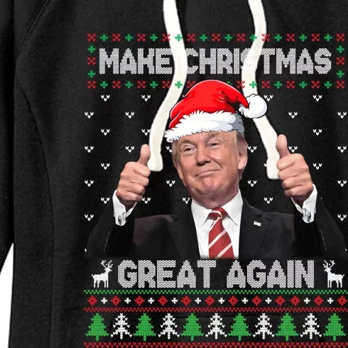 Funny Trump Make Christmas Great Again Ugly Sweater Xmas Cute Gift Women's Fleece Hoodie