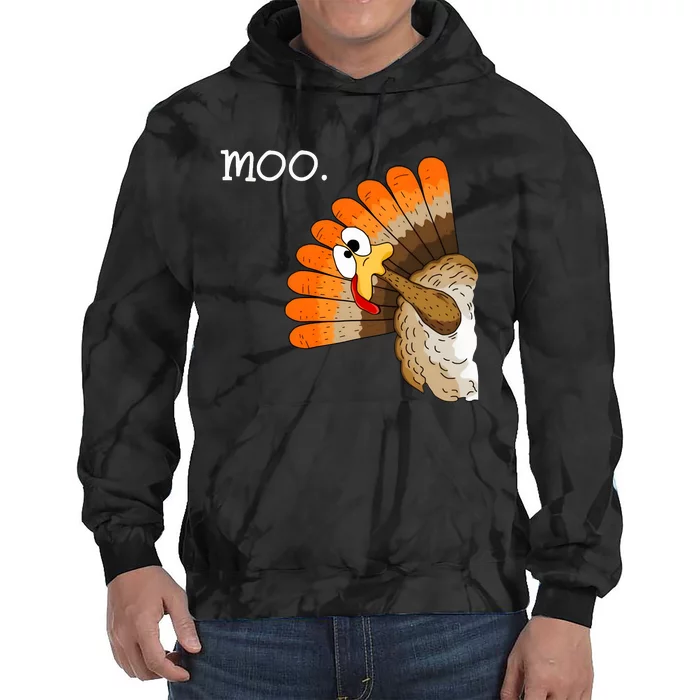 Funny Turkey Moo Cow Thanksgiving Tie Dye Hoodie