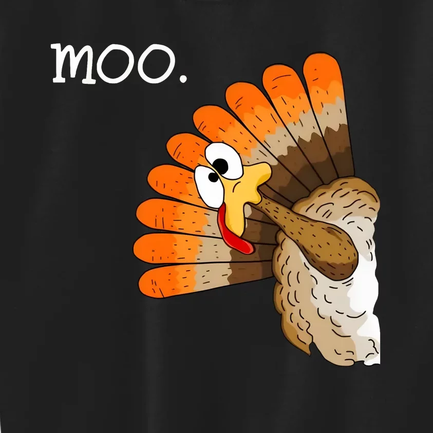 Funny Turkey Moo Cow Thanksgiving Kids Sweatshirt