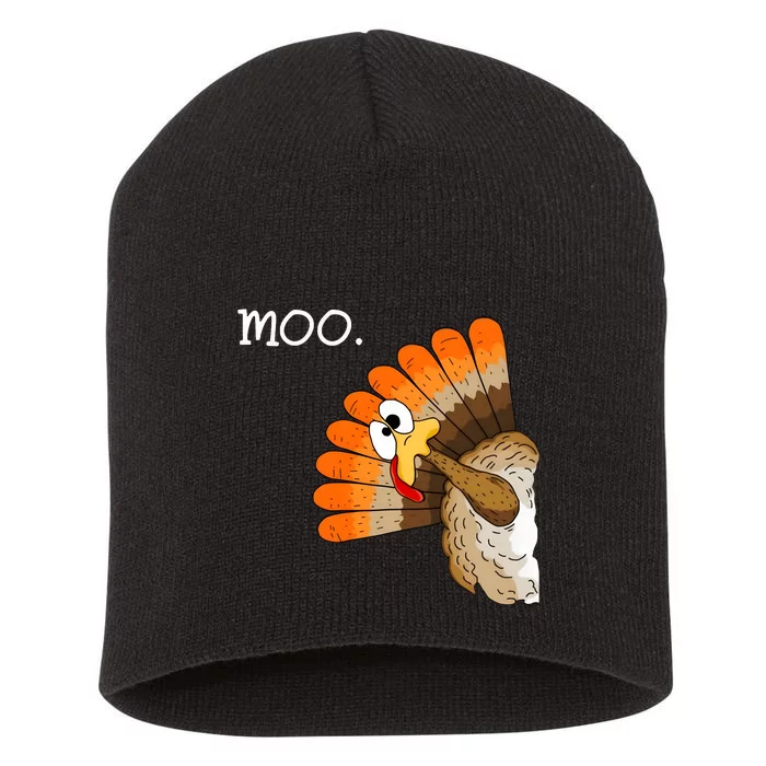 Funny Turkey Moo Cow Thanksgiving Short Acrylic Beanie