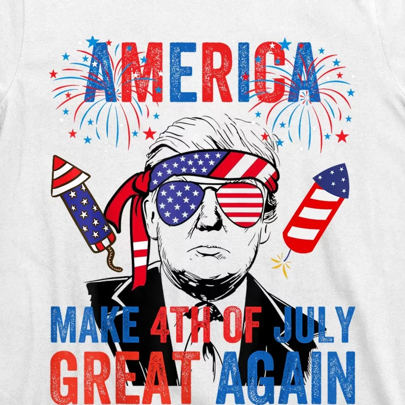 Fireworks Trump Make 4th Of July Great Again Glasses Flag T-Shirt