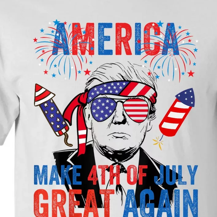 Fireworks Trump Make 4th Of July Great Again Glasses Flag Tall T-Shirt