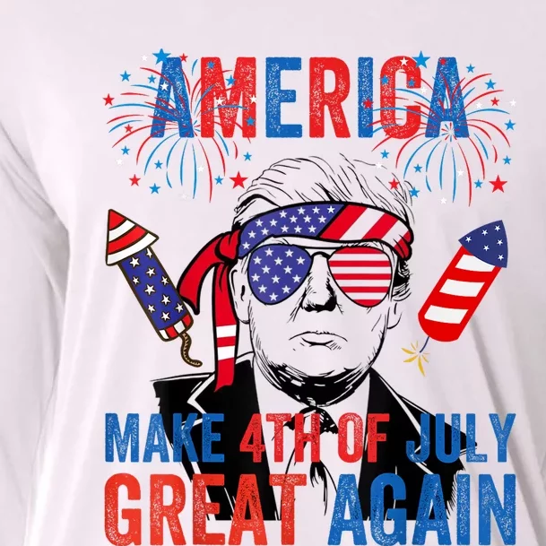 Fireworks Trump Make 4th Of July Great Again Glasses Flag Cooling Performance Long Sleeve Crew