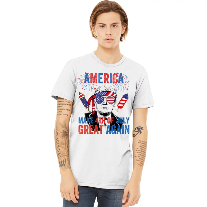 Fireworks Trump Make 4th Of July Great Again Glasses Flag Premium T-Shirt