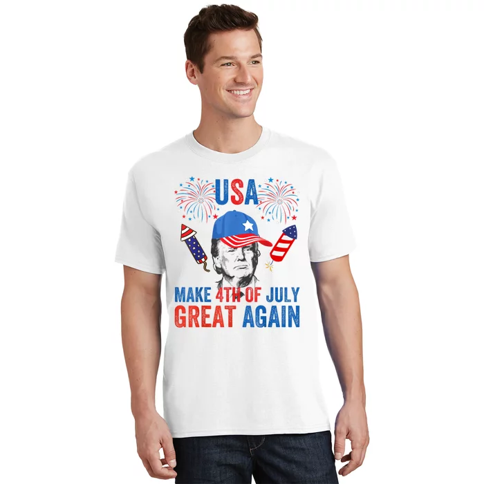 Fireworks Trump Make 4th Of July Again Us Hat Patriotic T-Shirt