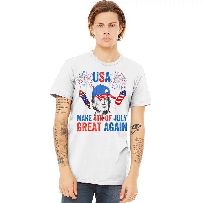 Fireworks Trump Make 4th Of July Again Us Hat Patriotic Premium T-Shirt