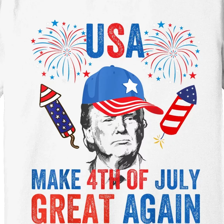 Fireworks Trump Make 4th Of July Again Us Hat Patriotic Premium T-Shirt