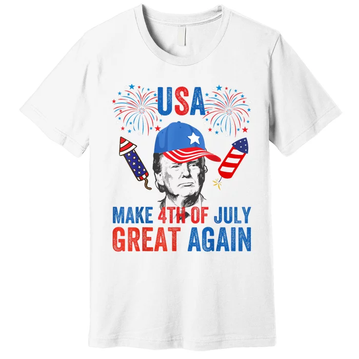 Fireworks Trump Make 4th Of July Again Us Hat Patriotic Premium T-Shirt