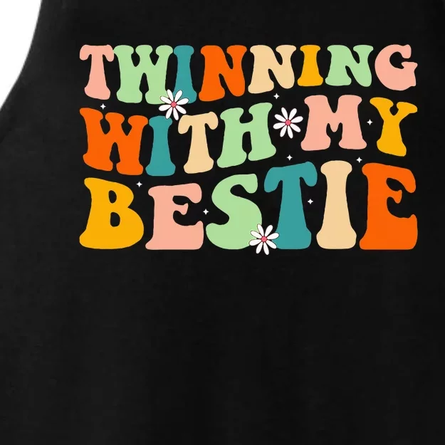 Funny Twin Matching Twins Day Friend Twinning With My Bestie Ladies Tri-Blend Wicking Tank