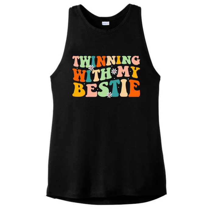 Funny Twin Matching Twins Day Friend Twinning With My Bestie Ladies Tri-Blend Wicking Tank