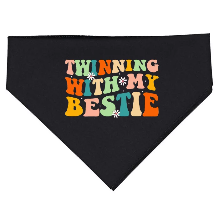 Funny Twin Matching Twins Day Friend Twinning With My Bestie USA-Made Doggie Bandana