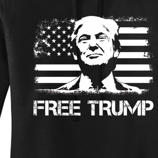 Free Trump Mug Shot Trump Not Guilty MugShot Women's Pullover Hoodie