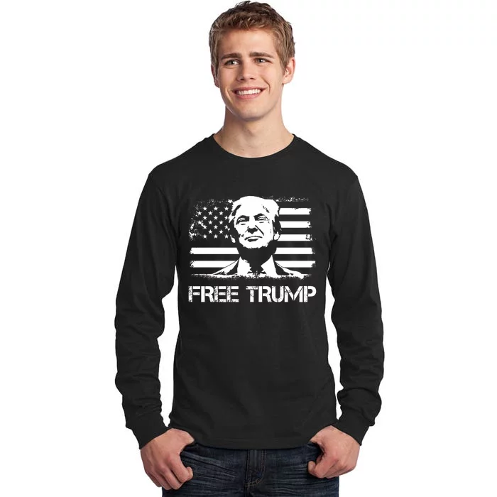 Free Trump Mug Shot Trump Not Guilty MugShot Tall Long Sleeve T-Shirt