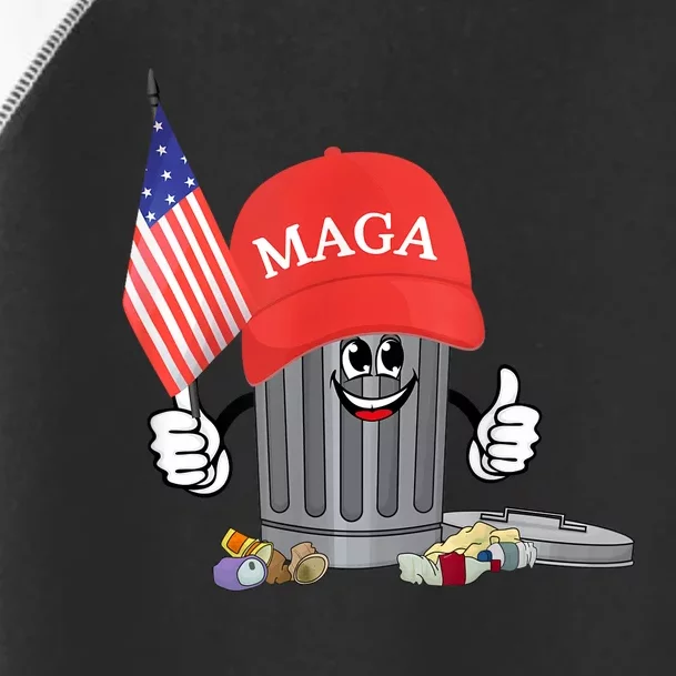 Funny Trump Maga Garbage Can Cartoon Character American Flag Toddler Fine Jersey T-Shirt