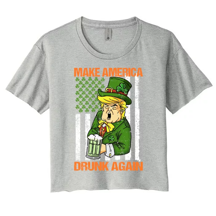 Funny Trump Make America Drunk Again Beer St Patricks Day Gift Women's Crop Top Tee