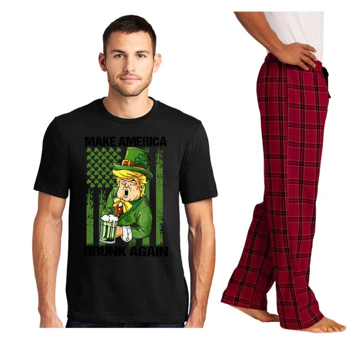 Funny Trump Make America Drunk Again Beer St Patricks Day Gift Pajama Set